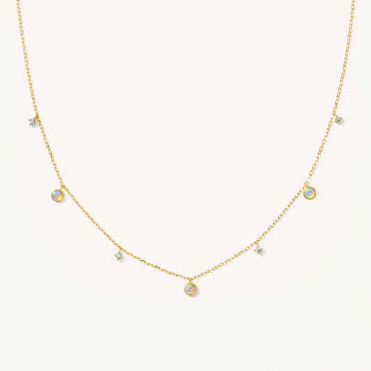 Opal + Diamond Station Necklace - Reversible
