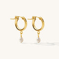 Pearl Drop Hoop Earrings