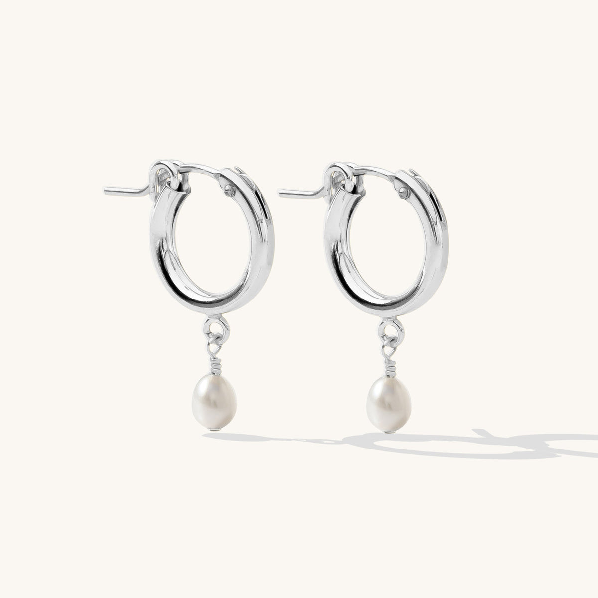 Pearl Drop Hoop Earrings
