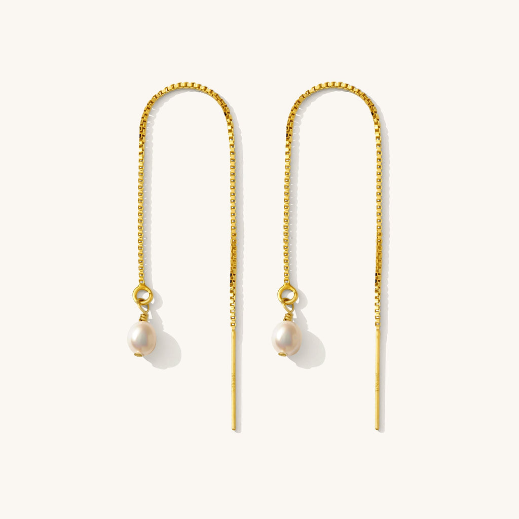 Pearl Drop Threader Earrings