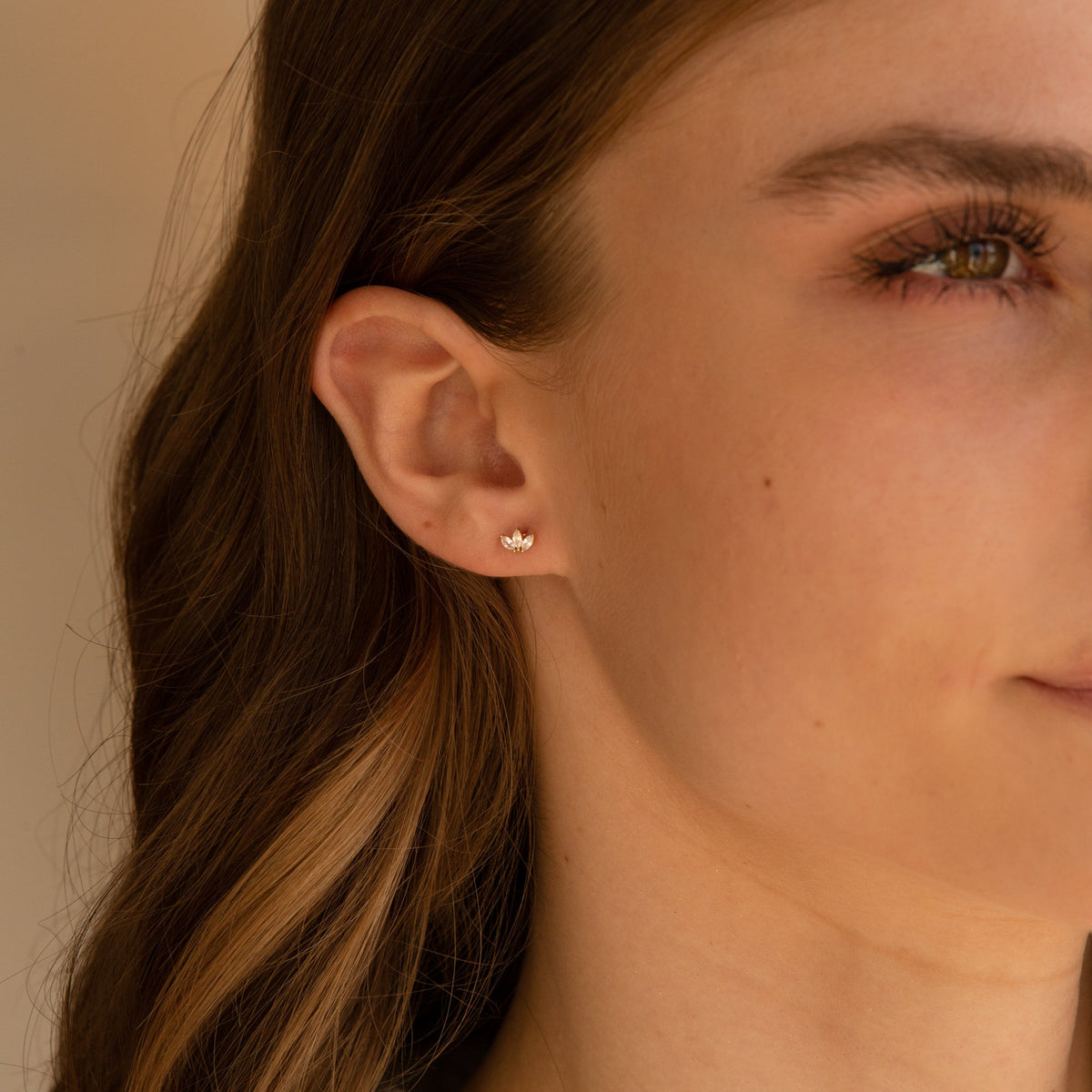 Sapphire Marquise Flat Back Stud Earring