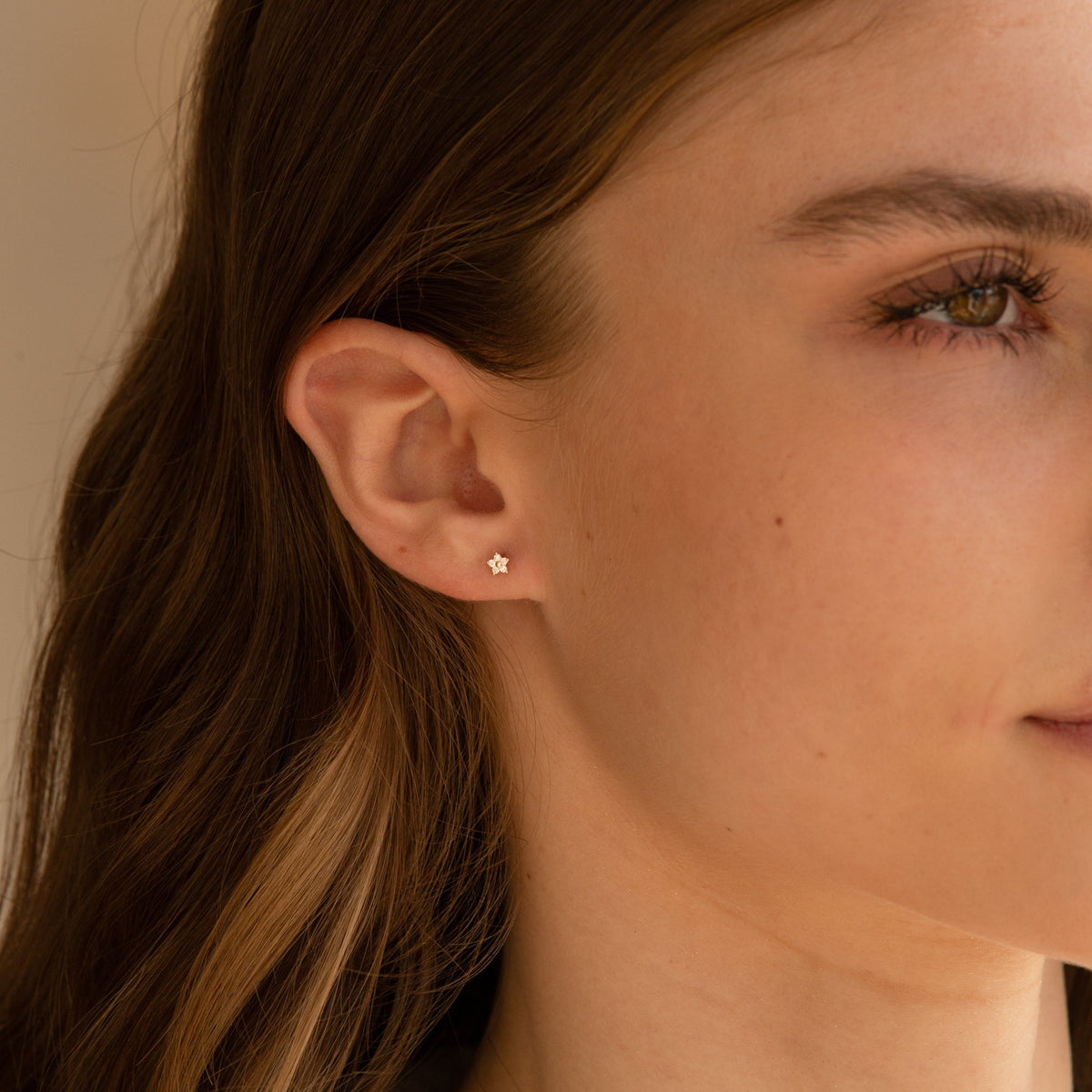 Flower CZ Flat Back Stud Earring