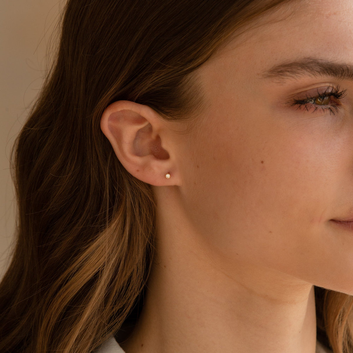 Diamond Bezel Flat Back Stud Earring