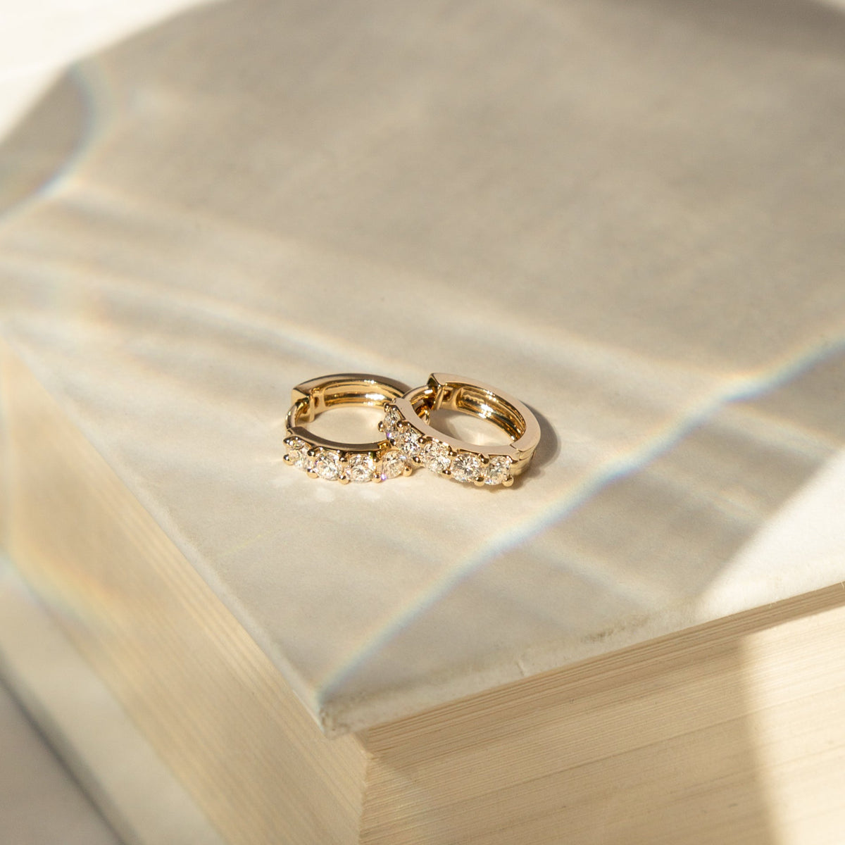 Chunky Diamond Huggie Hoop Earrings