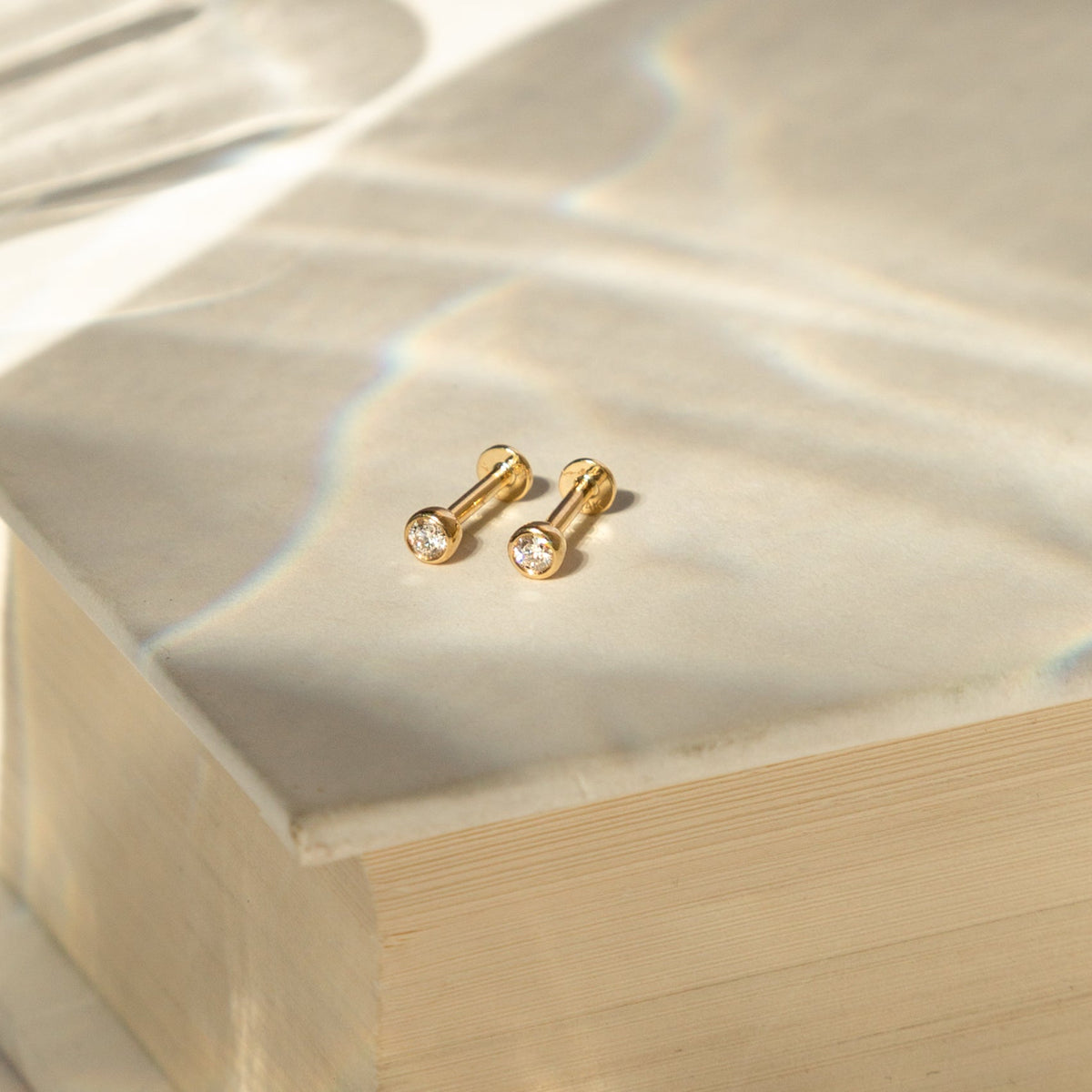 Diamond Bezel Flat Back Stud Earring