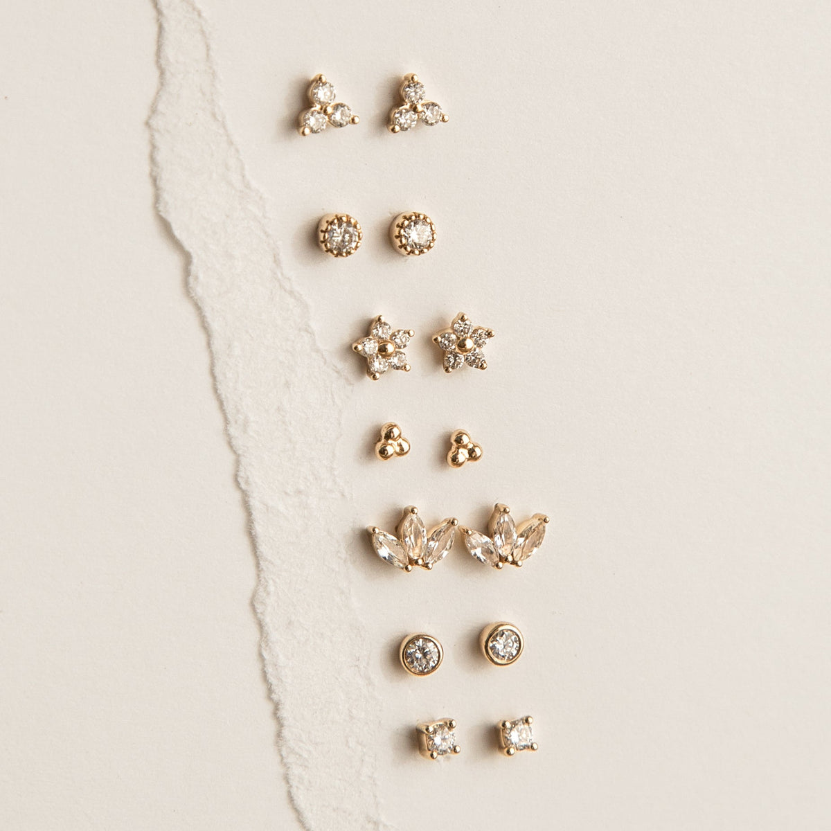 Diamond Flower Flat Back Stud Earring