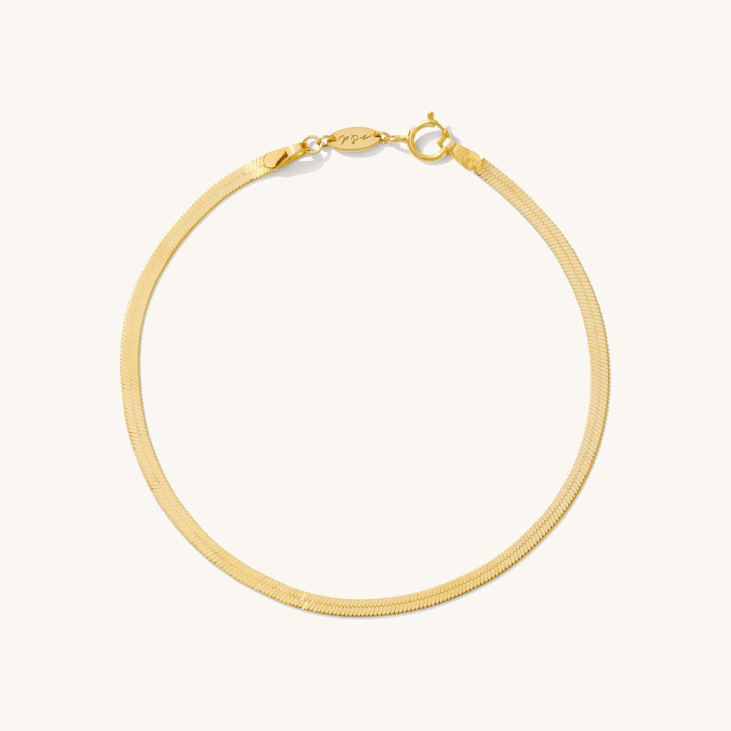 Herringbone Bracelet - 14k Solid Gold