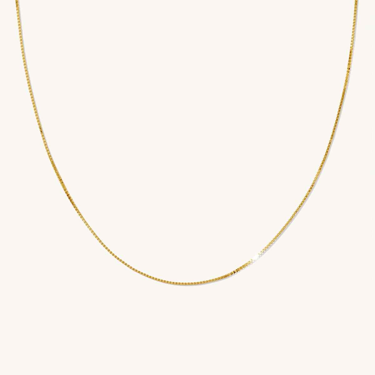 Thin Box Chain Necklace - 14k Solid Gold