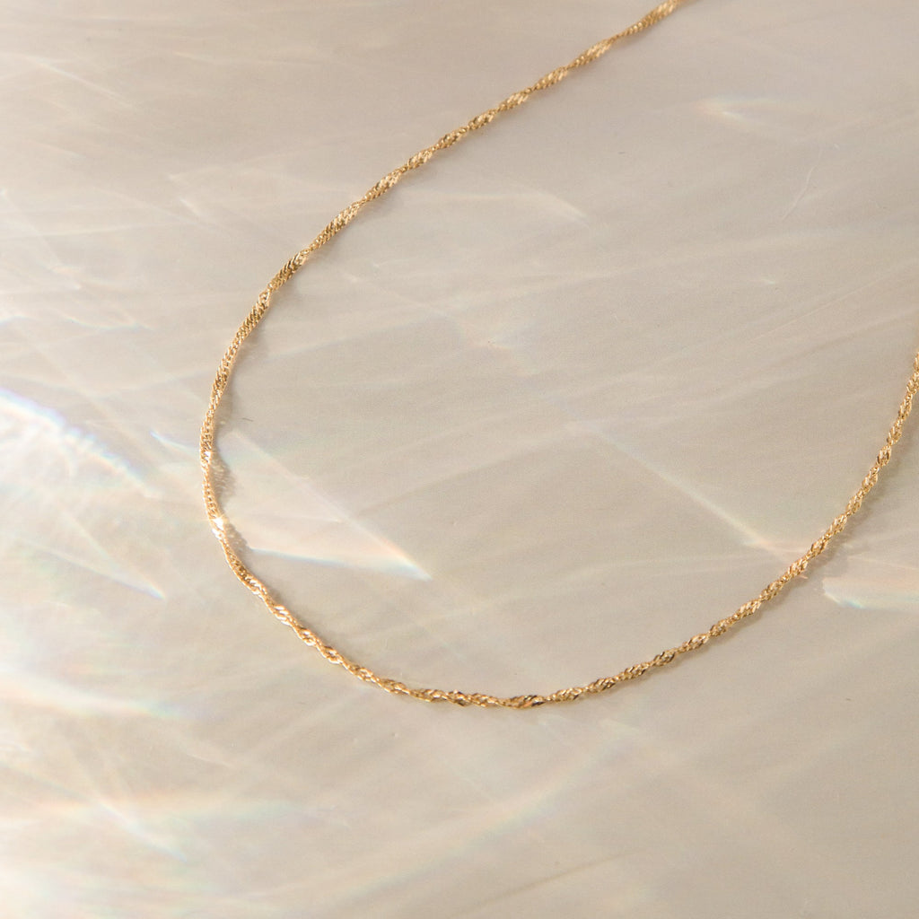 Singapore Chain Necklace - 14k Solid Gold
