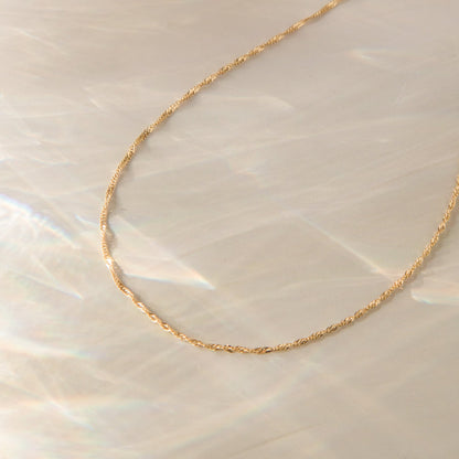 Singapore Chain Necklace - 14k Solid Gold