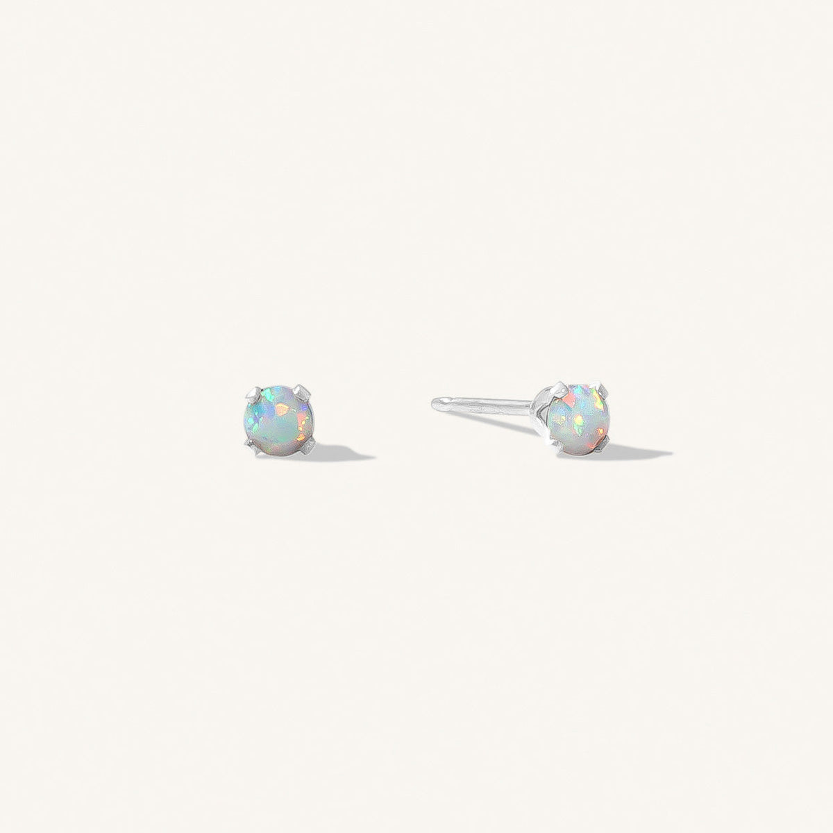 Tiny Opal Stud Earrings (October Birthstone)