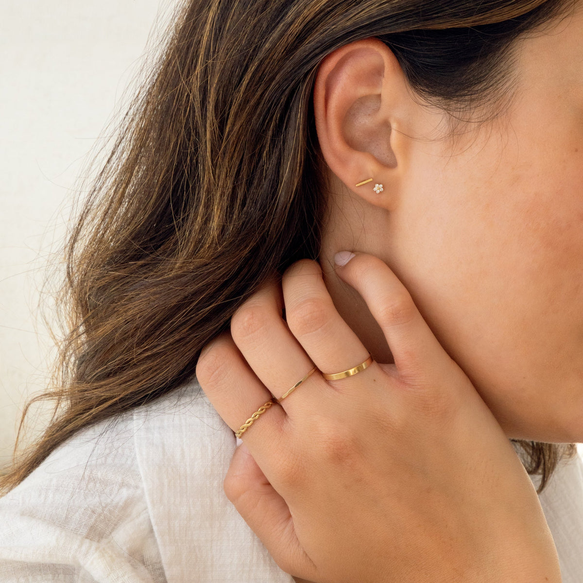Flower CZ Flat Back Stud Earring