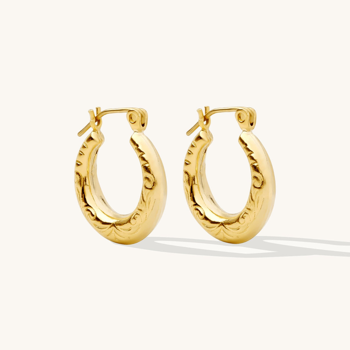 Vintage Floral Hoop Earrings