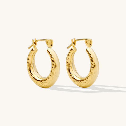 Vintage Floral Hoop Earrings